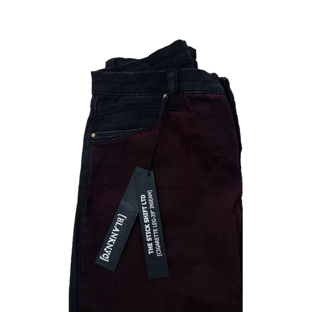Blank NYC Women's Black Color Block Burgundy Denim Skinny Jeans Size 27 - Picture 5 of 12